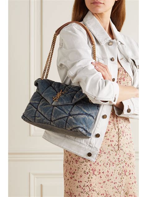 ysl small denim puffer bag.